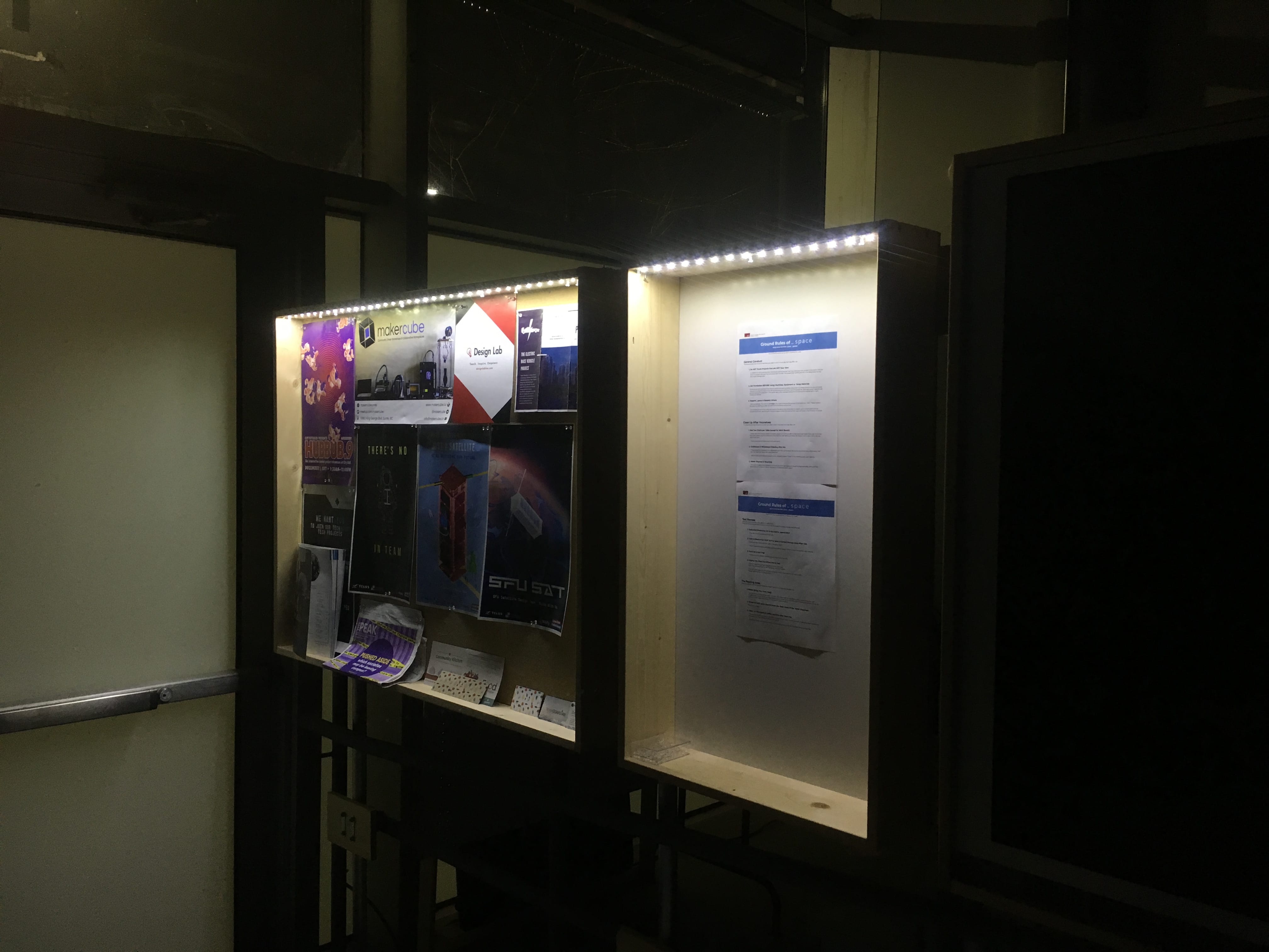 Community Hub with lighting at night